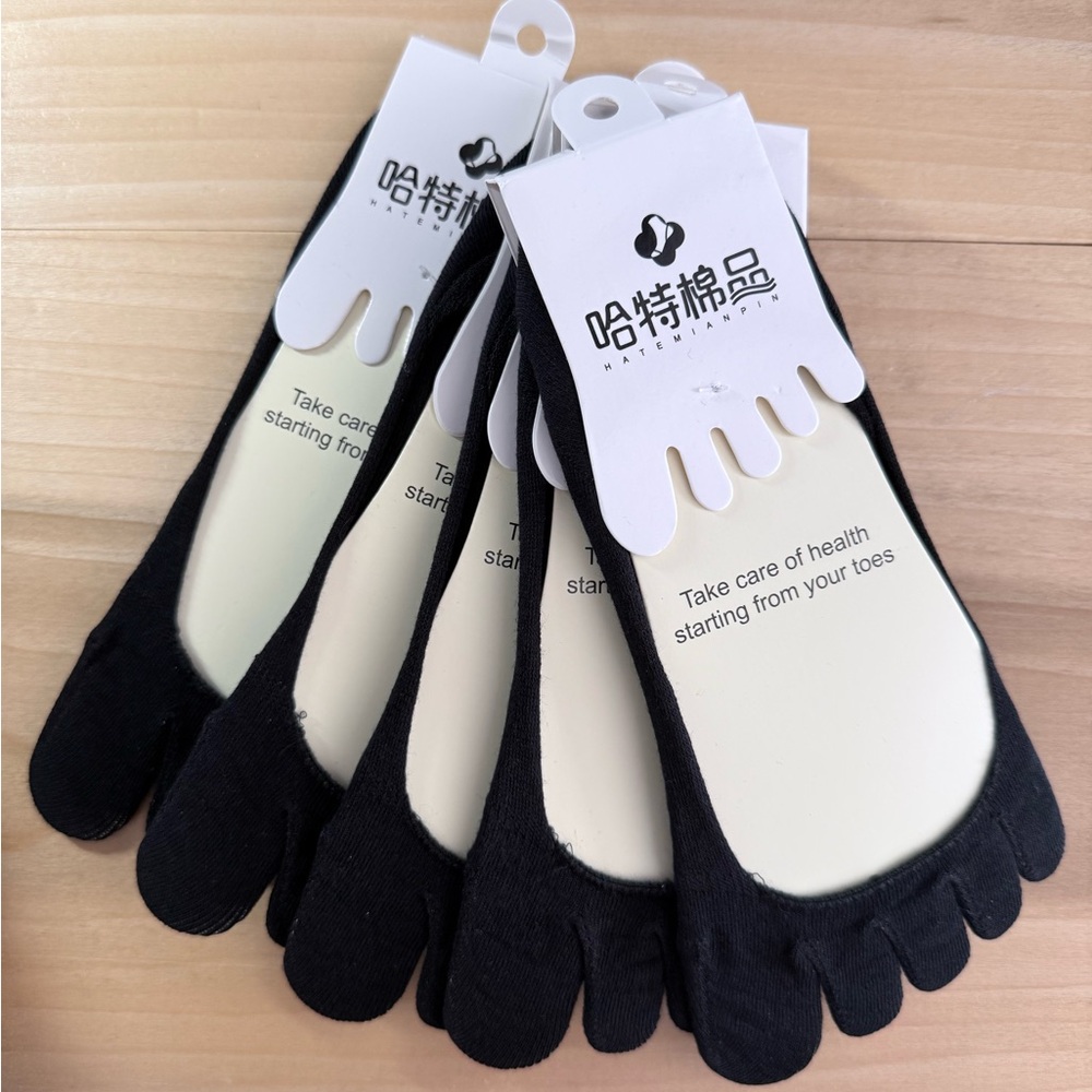 Toe Socks Adult black set of 5